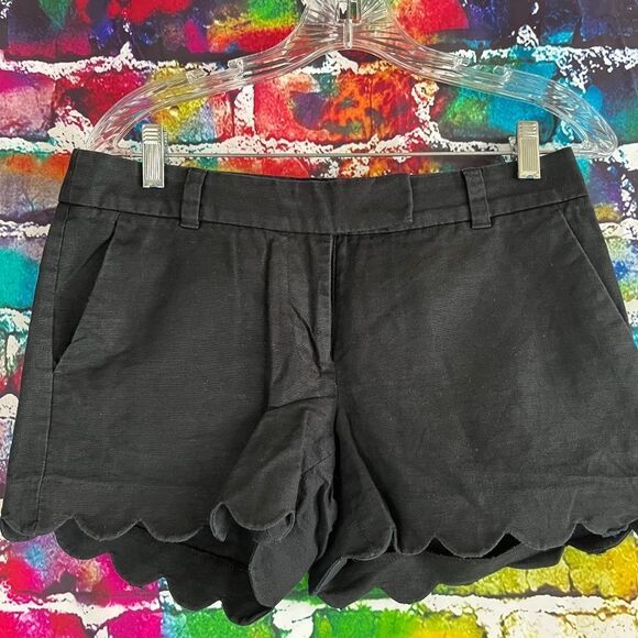 J. Crew Black Linen Blend Scallop Trim Shorts Size 4 - Picture 6 of 6